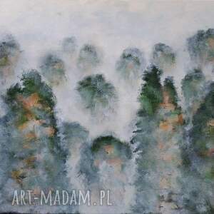misty mountains - obraz olejny na płótnie, 70x50 cm, krajobraz abstrakcja góry