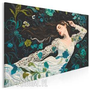 Obraz na płótnie - KOBIETA W OGRODZIE NICZYM STYLOWY HAFT SENUSALNY