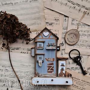 Prezent Szary domek na klucze I drobiazgi, wieszak - drewna