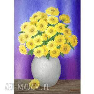 obraz ręcznie malowany słoneczniczki - format A3 na prezent, martwa natura