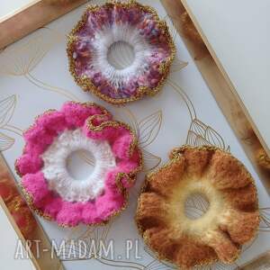 zestaw gumek do włosów, scrunchie upominek ręcznie robiona