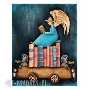 aleksandrab anioł bibliofil 10, oryginalny obraz ręcznie malowany
