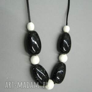 naszyjnik czarno-biała elegancja uniwersalny prezent, czerń, biel