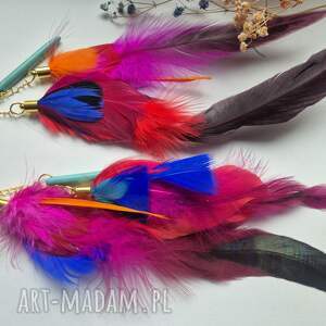 Kolczyki kolorowe energetyczne pióra duże lekkie wykonane