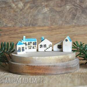5 x domki ceramiczne miniaturki, domek kamieniczki