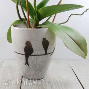 ręcznie wykonane ceramika wazon/osłonka na storczyk jaskółki