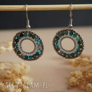 kolczyki koła stal chirurgiczna - apatyt, koraliki, kamienia półszlachetne