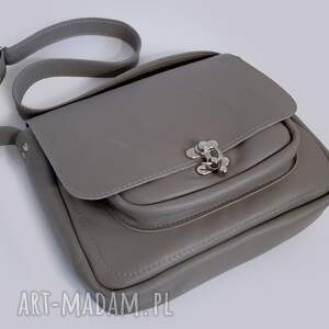 CZAJKACZAJKA, Teczka teczuszka na ramię szary beż skóra naturalna od ręki (beżowa, elegancka, )