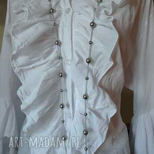 naszyjnik korale perłowe długi sznur pereł szare perły (naszyjnik z)