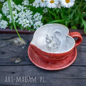 filiżanka z kotem - serce owocu granatu - AzulHorse dom ceramika