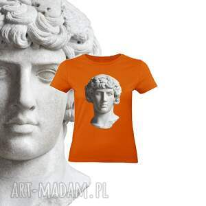 pomarańczowa koszulka damska david nadrukiem, print t-shirt