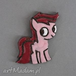 handmade święta upominek kucyk ponny pinkie pie - broszka ceramiczna