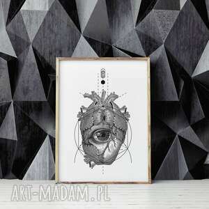 Plakat obraz Anatomia serca 50x70 cm B2 - biel i szarość