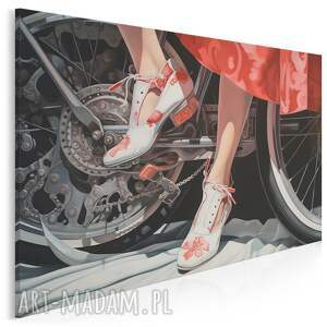 Obraz do salonu kobiece buty na rowerze styl retro 70x50 cm