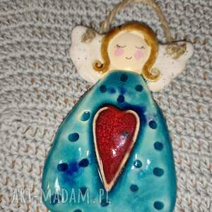 Anioł ceramiczny z jasnej gliny - ręcznie wykonany prezent od art-Madam.pl