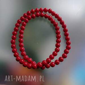 naszyjnik czerwone korale akryl kulki duże kolorowa bizuteria unikat, sznur