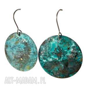 Prezent Kolczyki turkusowe z miedzi 3 cm c1390, miedziane