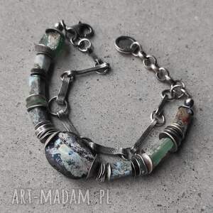 srebrna bransoletka szkło afgańskie - Biżuteria