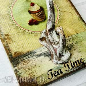 dekoracyjny wieszak na ścianę z drewna, styl rustykalny,tea time