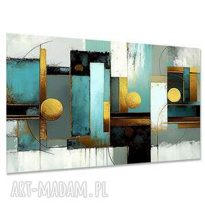 Obraz abstrakcyjny na płótnie 120x80 cm - błękit i złoto
