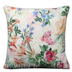ręczne wykonanie poduszki poduszka dekoracyjna 45x45cm welur kolorowe kwiaty