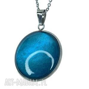 okrągły wisior w perłowym odcieniu turkusu dolunay e35/14, wisiorek ze szkła