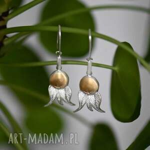 kolczyki srebrne - jarzębina złota w satynie, biżuteria damska prezent dla niej