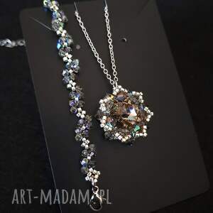 bransoletka i naszyjnik black diamond - komplet biżuterii z kryształków preciosa