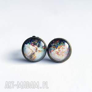 liliarts klipsy - multicolor marble, brąz, szklane, unikatowe, abstrakcja