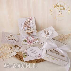 exploding box komunijny, kartka na komunię zapach róży gotowy, exploding box