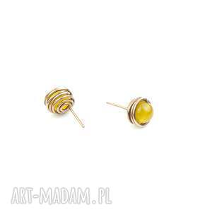 Kolczyki z żółtym agatem na sztyftach - biżuteria handmade