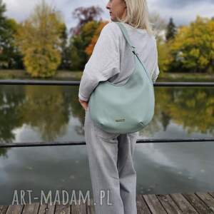 torba typu hobo w kolorze miętowym skóra naturalna torebka, dla kobiety, torba