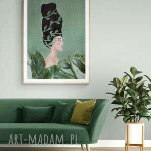 plakat 50x70 cm - kobieta w zieleni - Plakaty