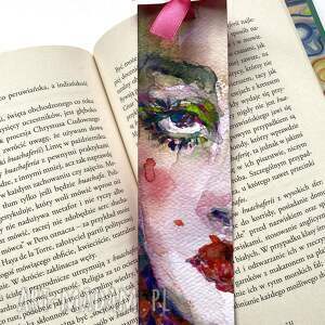 Prezent Zakładka papierowa Różowa Wstążka II ręcznie malowana