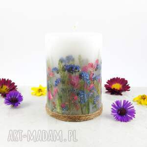 ludowelove świeca niezapominajka z suszonymi trawami kwiatami dekoracja do domu