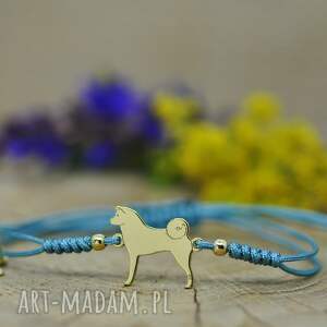 Akita japońska - bransoletka z psem, srebro pozłacane, pies