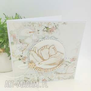 kartka gratulacyjna z okazji narodzin dziecka, scrapbooking, rękodzieło