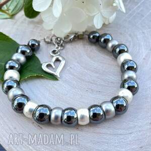 herbarium jewelry metalicznie lśniąca bransoletka z hematytu w85