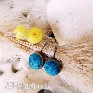ceramiczne damskie długie kolczyki boho turkusowo srebrne bigle artystyczna