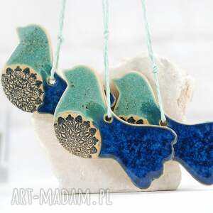 handmade prezent pod choinkę ptaki w locie ceramiczne dekoracje wiszące