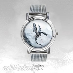 handmade zegarki zegarek, bransoletka - czarny smok - black dragon - fantasy watch