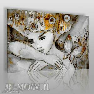 obraz na płótnie - kobieta motyl - 120x80 cm - VAKU DSGN