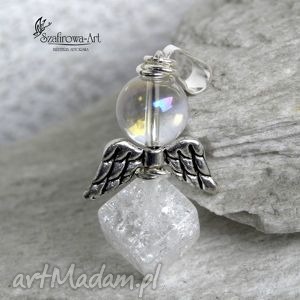 handmade wisiorki anioł kryształ górski wisior