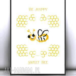 plakat z pszczółką, grafika pszczołą, pszczoła obrazek dla dzieci, ładny