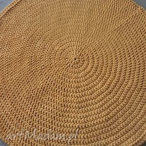 okrągły dywan ze sznurka 100 cm w kolorze żółtym chodnik, sznurek