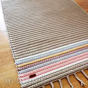 prostokątny dywan z frędzlami 80x125 cm sznurka pasy, pokój
