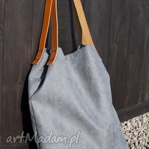 handmade na ramię torba tote XXL - ciemnoszara