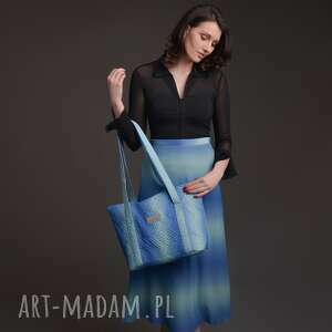 ręcznie zrobione torebki torebka A4 pikowana z materiału w kolorze błękitno