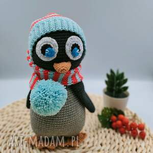 handmade maskotki szydełkowy pingwin iwo