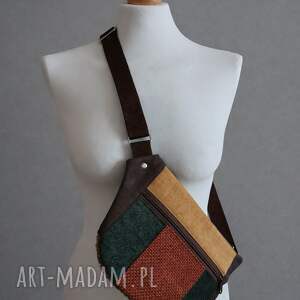 Handmade damska nerko-torebka na ramię na rower i do pracy - saszetka cross (tkaniny tapicerskie)